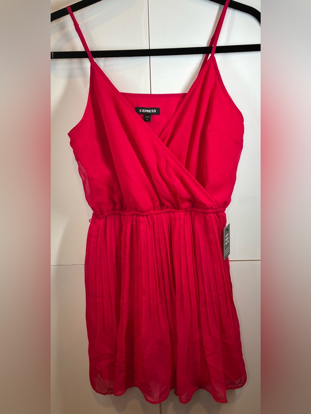 Express Hot Pink Pleated Chiffon Romper Surplice Sleevless NWT Size XS